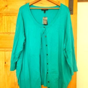 Lane Bryant teal button up cardigan- NWT!